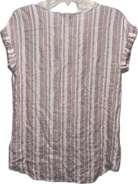 Express Women’s Short-Sleeve Striped Shirt in Pink & White